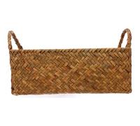 Vaguelly Cesta de Almacenaje Tejida Mano de Ratán para Escritorio y Hogar Cesta Decorativa Ligera y Resistente con Asas Dobles para Organizar Snacks y Pan Cocina y Sala