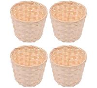 Vaguelly Cesta Tejida de Bambú Diseño Elegante y Creativo 4 Piezas Beige para Almacenamiento Práctico y Conveniente en Balcón o Habitación