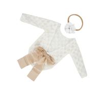 Vaguelly Conjunto para Recién Nacido Pelele con Espalda Descubierta y Diadema de Encaje con Lazo Ropa para Fotos de Niña Suave y Transpirable para Sesiones Fotográficas y Celebraciones