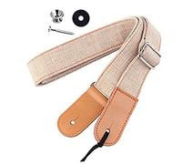 Vaguelly Correa De Hombro Para Ukulele De Algodón y Cuero Genuine Color Beige Diseño Country Para Uso Prolongado