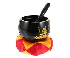 Vaguelly Cuenco Martillado Color Negro Para Terapia De Sonido Instrumento Del Sutra Del Corazón Para Práctica De