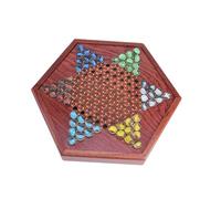 Vaguelly Damas Chinas de Madera con Canicas de Colores y Cajón para Almacenaje Tablero Hexagonal para Jugadores Juego de Estrategia Tradicional Infantil y Familiar