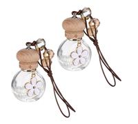 Vaguelly Difusor Colgante para Coche de 6ml, Botella de Cristal y Madera Resistente, Paquete de 2 Unidades para Aromaterapia y Fragancia Portátil