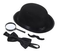 Vaguelly Disfraz de Detective Juego de rol Adulto un Tamaño Accesorios Cosplay Sombrero Lupa Bigote para Fiestas Temáticas Halloween Simulación Misterio