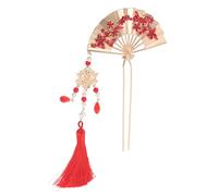 Vaguelly Enamel Fan Hair Stick Metal Chinese Hairpin With Flower Tassel Elegant Traditional Accessory For Women Wedding Party And Festival