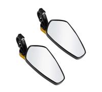 Vaguelly Espejo de Manillar Modificado para Motocicletas Espejo de Aluminio Completo Color Dorado Compatible con Cruisers Atv y Utv Instalación y Ligero