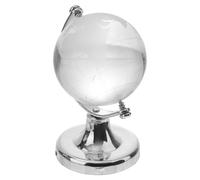Vaguelly Globo Terráqueo con Soporte Plateado de Cristal Decorativo para Escritorio Mapa del Mundo Educativo y Elegante para Oficina o Tienda