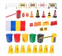 Vaguelly Juego De 40 De Tráfico De Tráfico De Plástico De Tráfico Cubo De Basura Juguete Educativo para Y Niñas