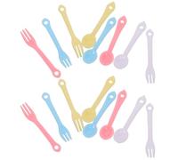 Vaguelly Juego de 40 vajillas en Miniatura para casa de muñecas: y Tenedores de de Colores - Mini Utensilios de Cocina para Decorar Casas de muñecas y Jugar de Forma Creativa