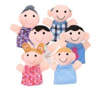 Vaguelly Juego de 6 Marionetas de Mano Familiares para Pequeños de 2 a 4 Años, Muñecos de Tela Personajes Papá, Mamá, Abuelo, Abuela, Hermano y Hermana, Adecuado para Teatro y Cuentos