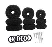 Vaguelly Juego de Accesorios Cabello Horquillas en U Bandas Elásticas de Plástico Negro 3 Sets de Soportes para Moños en Forma de Dona para Peinados Rápidos en Bodas y Banquetes