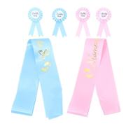 Vaguelly Juego De Fajas Baby Shower 2 Piezas De Banda Mamá Y 4 Piezas De Color Rosa Y Azul Mamá Y Papá Ser Insignias Baby Shower Decoración De Fiesta De Revelación