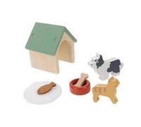 Vaguelly Juego De Simulación De Alimentación para Mascotas Muebles Casa De Perro Juguete para Cachorros Miniaturas para Casa De Muñecas
