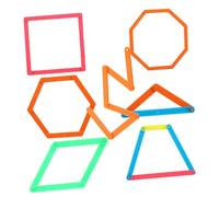 Vaguelly Juego Educativo de Tiras Poligonales de Plástico 30 Piezas, Manipulación Geométrica Formas Triangulares y Cuadradas, Material Manipulativo para Aula y Aprendizaje Matemático
