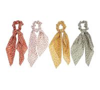 Vaguelly Lazos Elásticos Pelo 4 Unidades Estampado Floral, Cintas para el Pelo con Lazo Largo, Accesorios Versátiles para Mujeres y Niñas en Peinados y Uso Diario