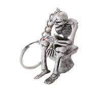 Vaguelly Llavero Colgante para Llaves y Bolso de Calavera Creativo de Goma Diseño de Esqueleto Sentado en Inodoro , Paquete de 2 Piezas Accesorio Original para Obsequio