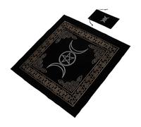 Vaguelly Mantel para Cartas de Tarot y Bolsa de Terciopelo Diseño Místico para Prácticas de Adivinación y Juegos de Cartas, Set Portátil de 2 Piezas