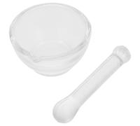 Vaguelly Mortero de vidrio con base engrosada y pilón, 1 juego de 60 ml para triturar en cocina y laboratorio Reutilizable