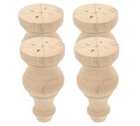 Vaguelly Patas de Madera Maciza Torneadas 6x12 Cm para Muebles, Juego de 4 Piezas Redondas para Armario, Sofá y Escritorio, Remates Decorativos para Manualidades y Elevadores de Muebles