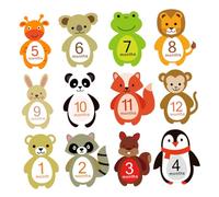 Vaguelly Pegatinas Mensuales para Bebés 12 Piezas Adhesivas y Reutilizables Diseño de Animales Tamaño Estándar para Fotos de Recién Nacidos Ideales para Seguimiento Mensual y Álbumes