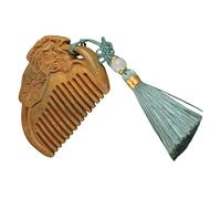 Vaguelly Peine De Sándalo Mini Portátil De Madera Con Diseño De Grabado De Flor De Cepillo De Masaje Desenredante Para Cabello Humano Para Uso Viajes o Diario