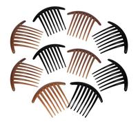 Vaguelly Peine Lateral Acrílico 7 Dientes 10 Piezas Negro y Café para Cabello de Mujer y Niña, Peine de Inserción Púas Anchas, Accesorio Portátil para Peinado Diario