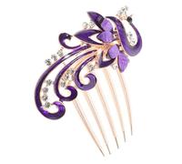 Vaguelly Peine para Cabello con Cristales Brillantes Accesorio para Novia Peine Lateral Elegante Adorno Floral Púrpura para Boda y Madrinas Diseño Resistente y Sofisticado