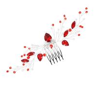 Vaguelly Peineta Lateral Grande Roja de Gemas de Imitación, Peine Decorativo para Mujer y Niña, Tocado para Bodas, Fiestas y Eventos Obsequios