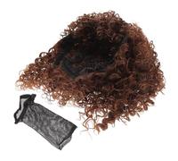 Vaguelly Peluca Afro Rizada Sintética De Fibra Resistente Al Calor, Tamaño Mediano, Peluca Ondulada Castaño Claro Para Mujeres, Uso Diario y Fiestas, Herramienta De Peluquería Incluida