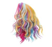 Vaguelly Short Rainbow Colored Mermaid Wig For Women Curly Wavy Synthetic Hair With Wig Cap Halloween Cosplay Party Holiday Events