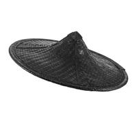 Vaguelly Sombrero de Bambú Tejido Artesanal, Diámetro 35 Cm, Negro Plano, Sombrero Japonés para Cosplay, Utilería Escénica y Protección Solar en Eventos y Representaciones Culturales