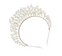 Vaguelly sombreros de perlas hair topper oro diademas anchas para mujer venda Diadema Mujer diadema de perlas diademas de perlas para mujer aro de pelo de perlas artificiales Golden