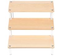 Vaguelly Soporte para Figuras de Escritorio y Organizador de Maquillaje Desmontable, Expositor de Sobremesa en Forma de Escalera Estructura de Madera y Acrílico para Uso en Casa y Eventos
