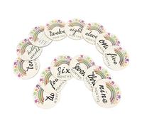 Vaguelly Tarjetas de Progreso para Bebés 14 Unidades Letreros de Madera Natural para Recién Nacidos Tarjetas Conmemorativas para Bebés