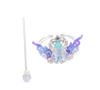 Vaguelly Tocado Estilo Han Cabello 2 Piezas Conjunto Plata Degradado Azul Accesorios Tradicionales Chinos para Fotografía Mujeres Amantes Cultura China