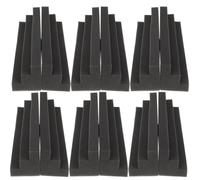 Vaguelly Trampas para Bajos Antillamas 12 Piezas 7,5x7,5x30 Cm Paneles Acústicos de Pared de Espuma Absorbente Negra para Ktv Gimnasio Estudio Grabación Cine Hogar