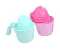 Vaguelly Vasos De Baño Para Enjuagar Al Ñiño y Taza Para Lavar El Cabello Del Ñiño Niños Diseño Ergonómico Mango Curvado Sin Lágrimas Plástico Seguro Pack 2 Piezas Verde y Rojo