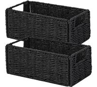 Vagusicc Cestas pequeñas de almacenamiento de mimbre, cestas organizadoras de almacenamiento de cuerda de papel tejida a mano (juego de 2), cestas pequeñas de mimbre para papel higiénico con asas para