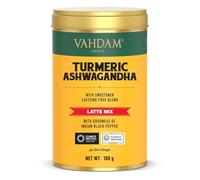 VAHDAM, Cúrcuma Ashwagandha Mix Latte (100g, 40 Tazas) Sin Cafeína Con Curcumina, Cúrcuma En Polvo Y Ashwagandha | Leche Dorada En Polvo | Preparar Caliente, Frío O Con Leche