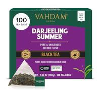 VAHDAM, Darjeeling Summer Té Negro (100 Piramidales Bolsitas De Té) Bolsas De Té Darjeeling Sin Mezclar Puras | Ingredientes 100% Naturales, Envasado Fresco En La India | Caliente/Frío O Como Kombucha