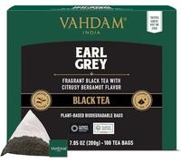 VAHDAM, Earl Grey Citrus Té Negro (100 Piramidales Bolsitas De Té) Cítrico, Delicioso Y Aromático | Té Negro Sin Mezclar Con Aceite De Bergamota 100% Natural | Caliente, Frío O Como Kombucha