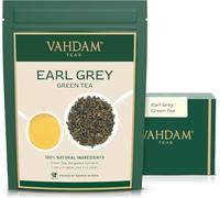 VAHDAM, Hojas Sueltas De Té Verde Earl Grey (50 Tazas) | Hojas Sueltas Earl Grey Con Hojas De Té Verde Puro | Brew Como Té Caliente O Té Helado | 100gr
