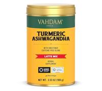 VAHDAM Leche Dorada en Polvo con Cúrcuma y Ashwagandha | Latte Sin Cafeína Sin Gluten | 100g 40 Tazas | Bebida Natural | Caliente o Frío