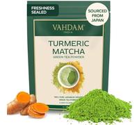 VAHDAM Matcha con Cúrcuma en Polvo 100g (50 Tazas) | Té Matcha Japonés con Cúrcuma India | Superalimento Natural 100% Puro | Té Verde Premium para Matcha Latte, Detox y Bienestar