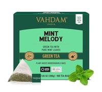 VAHDAM, Mint Melody Té Verde (100 Piramidales Bolsitas De Té) 100% Natural De Menta Y Hojas De Menta | Envasado Fresco En La India | Caliente, Frío O Como Kombucha
