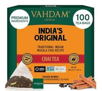 VAHDAM, Original Masala Chai Té (100 Piramidales Bolsitas De Té) Té Masala Chai | Bolsa De Té Con Especias Chai | 100% Pura Y Natural | Caliente, Frío O Como Kombucha