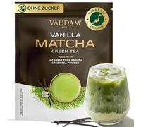 VAHDAM Polvo de Matcha Vainilla 100g-50 Tazas | Matcha Uji & Vainilla de Madagascar | 100% Natural | Té Verde Japonés Premium | Para Latte & Té