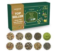 VAHDAM Set Regalo de Té Verde Muestrario | 10 Sabores de Té a Granel | Mezclas Premium del Himalaya | Bajo en Cafeína | Ideas de Regalo para Mujeres y Hombres | Sellado al Vacío para Frescura