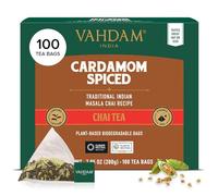 VAHDAM Té Chai Masala con Cardamomo | 100 Bolsitas Piramidales | Mezcla India de Té Negro con Cardamomo Triturado | Receta Original de India | 100% Natural