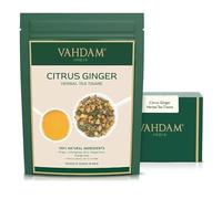 VAHDAM Tisana Jengibre Y Cítricos A Granel | 100g Sin Cafeína | Infusión de hierbas con jengibre, limón, cáscaras de naranja y menta, caliente o fría